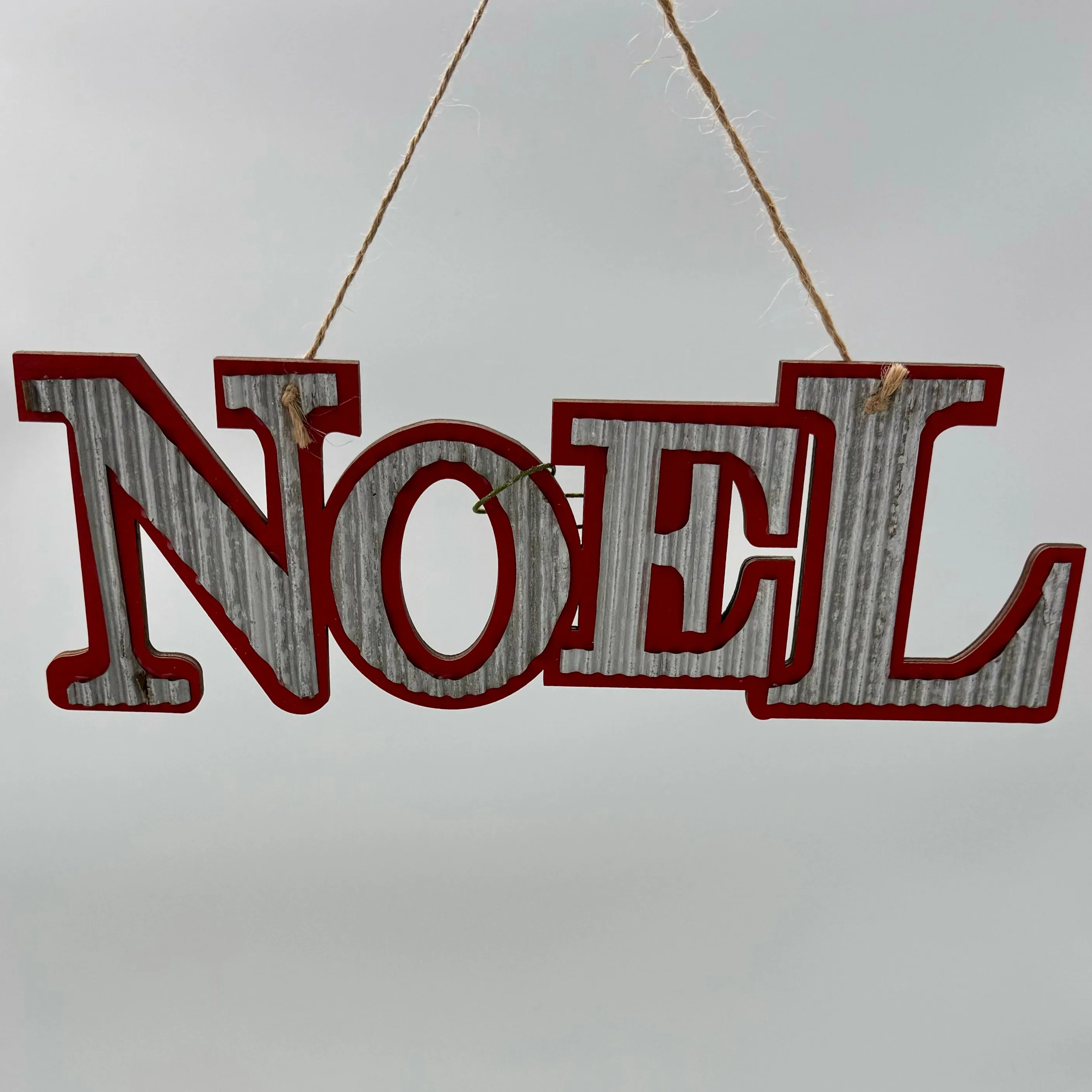 11"-7" Wooden Sign with Metal Letter- Joy & Noel