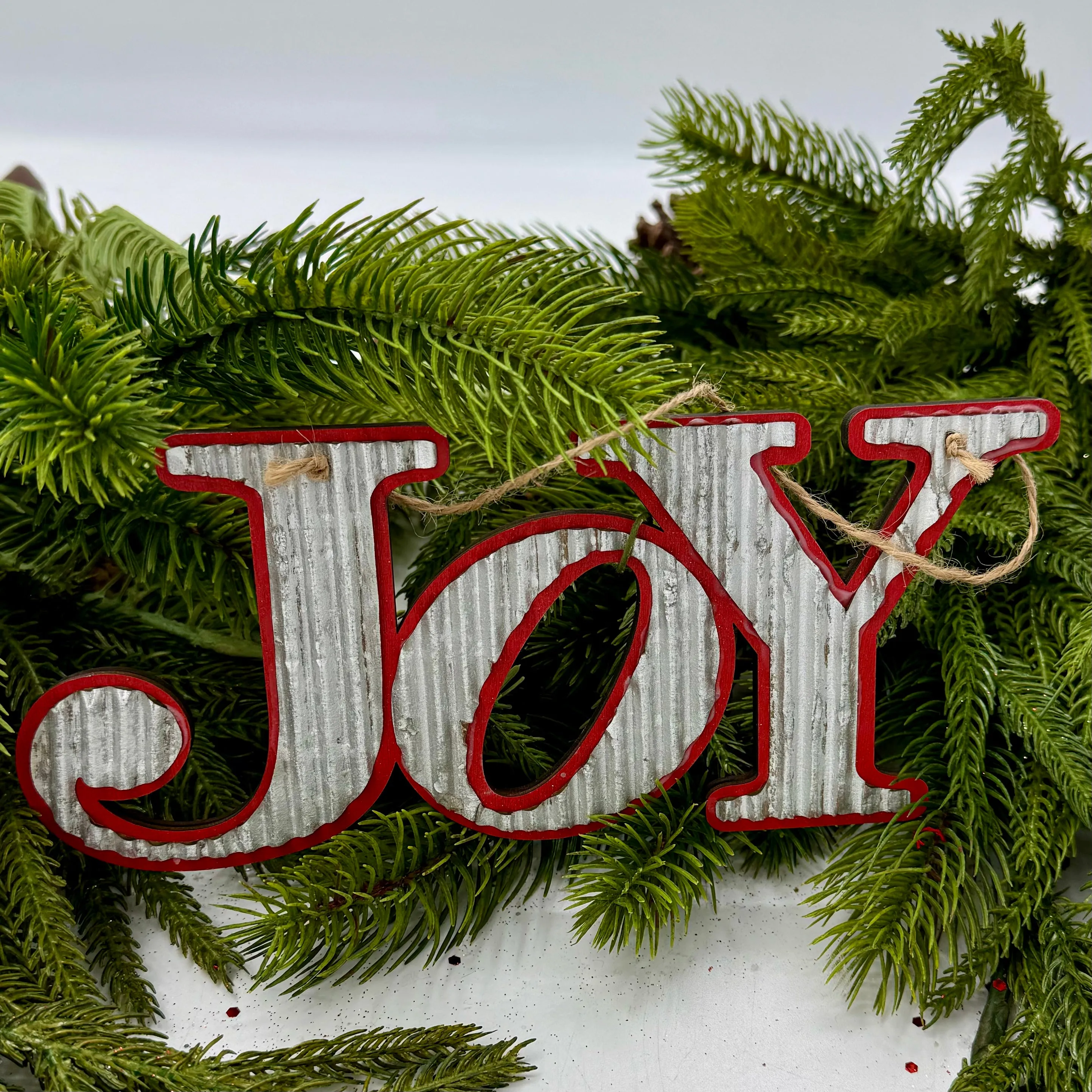 11"-7" Wooden Sign with Metal Letter- Joy & Noel