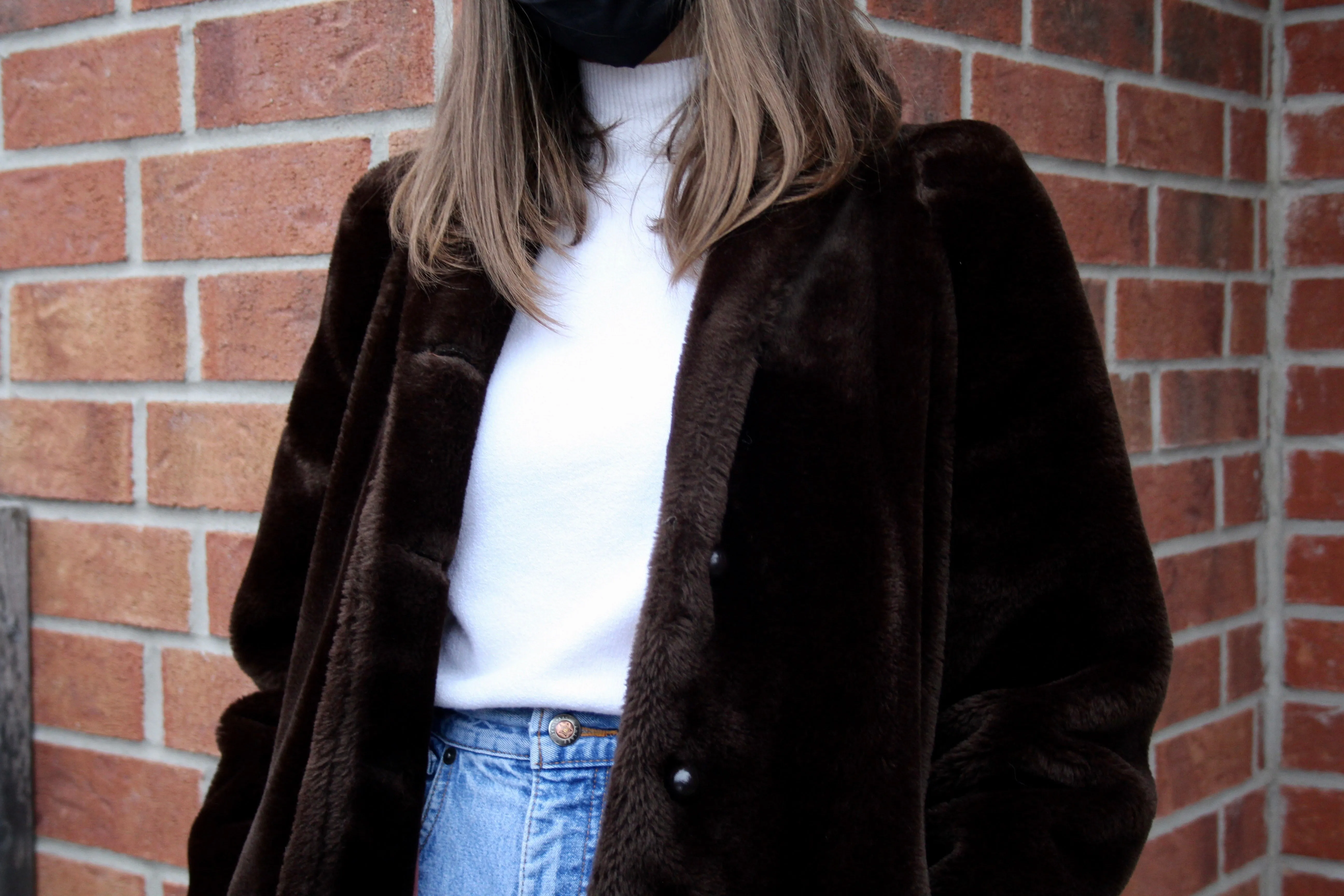 80s Chocolate Faux Fur Coat - XS