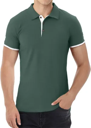 Aiyino Men's Short/Long Sleeve Polo Shirts Casual Slim Fit Basic Designed Cotton Shirts