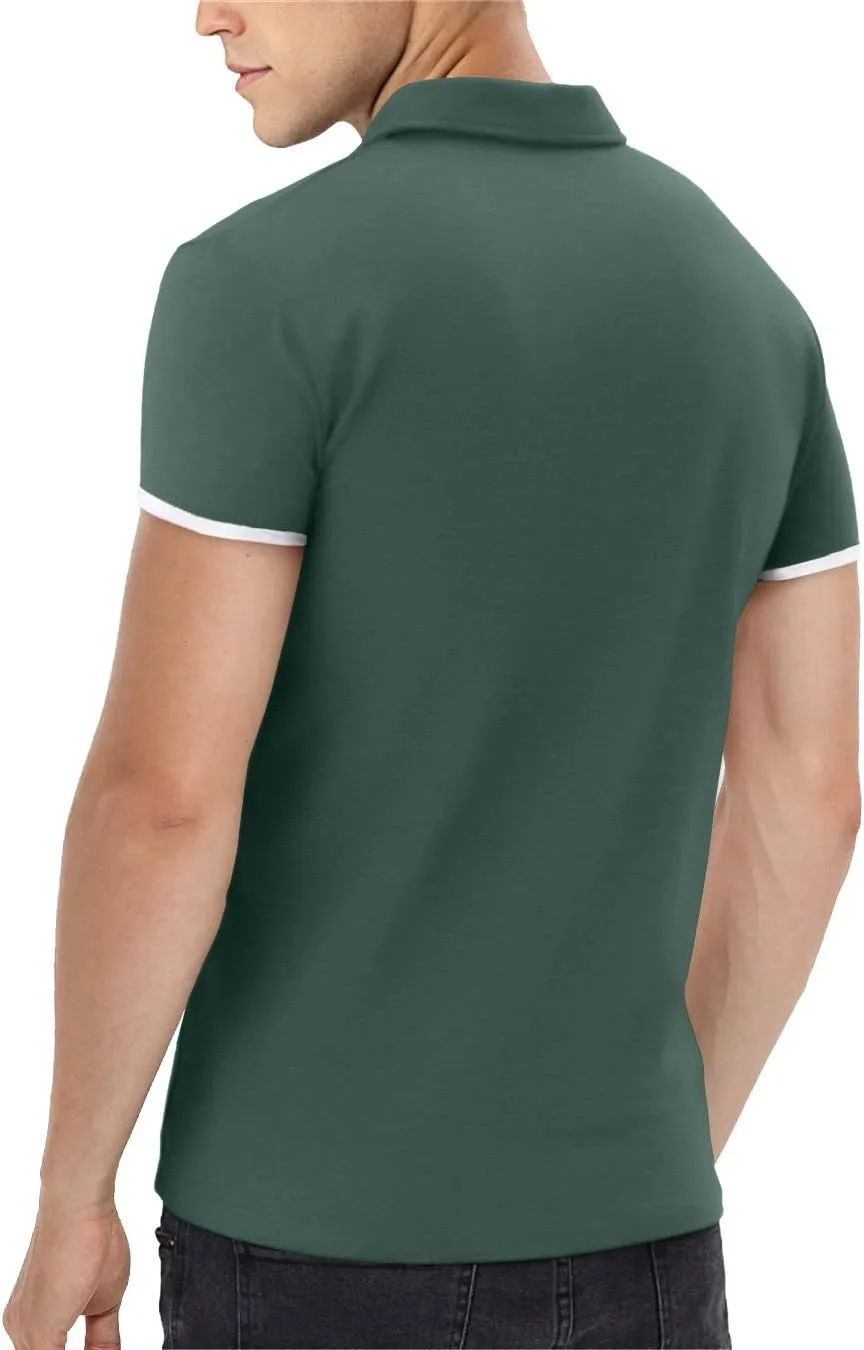 Aiyino Men's Short/Long Sleeve Polo Shirts Casual Slim Fit Basic Designed Cotton Shirts