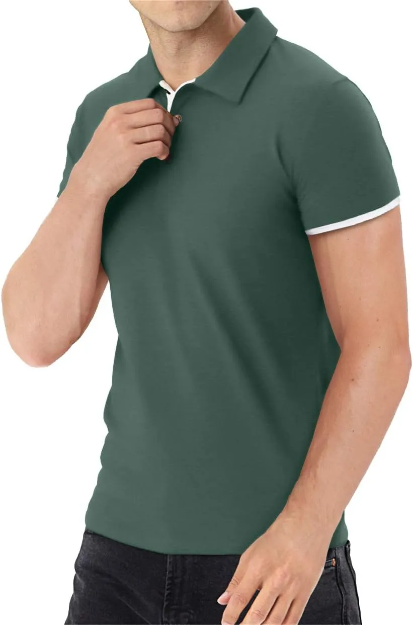 Aiyino Men's Short/Long Sleeve Polo Shirts Casual Slim Fit Basic Designed Cotton Shirts