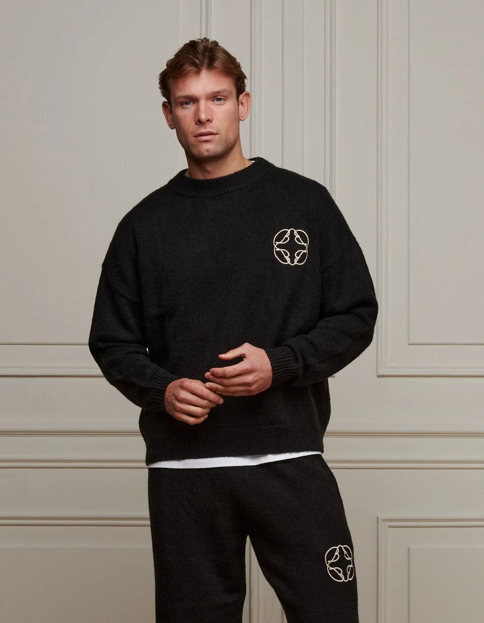 Black Cropped Mohair Knit Jumper