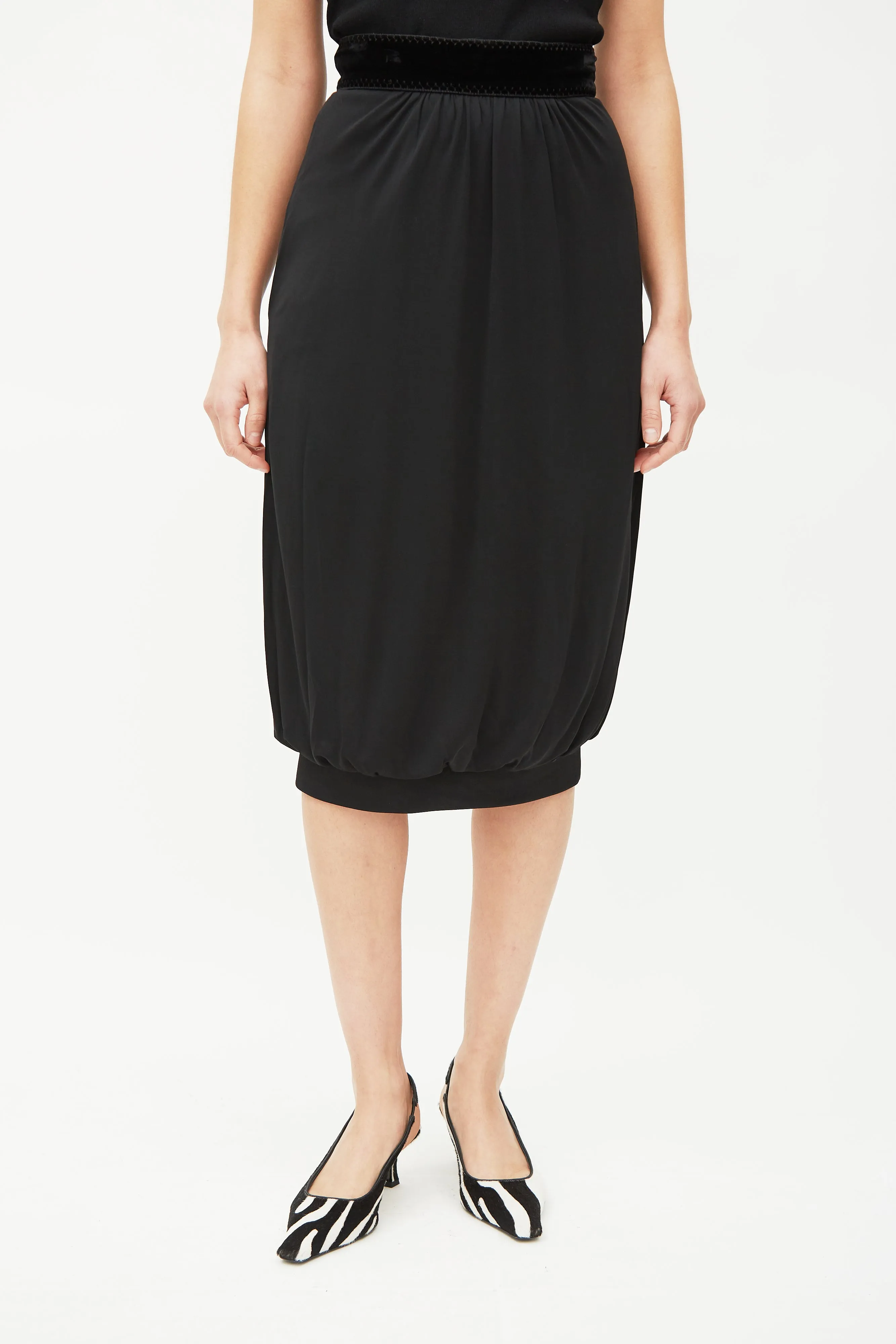 Black Silk Velvet Tie Skirt
