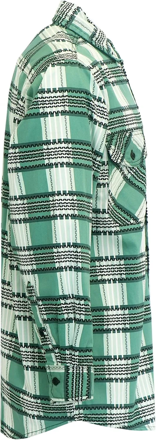BOCOMAL FR Shirts for Men Printed Plaid Flame Resistant NFPA2112/CAT2 6.5oz Lightweight Fire Retardant Shirt
