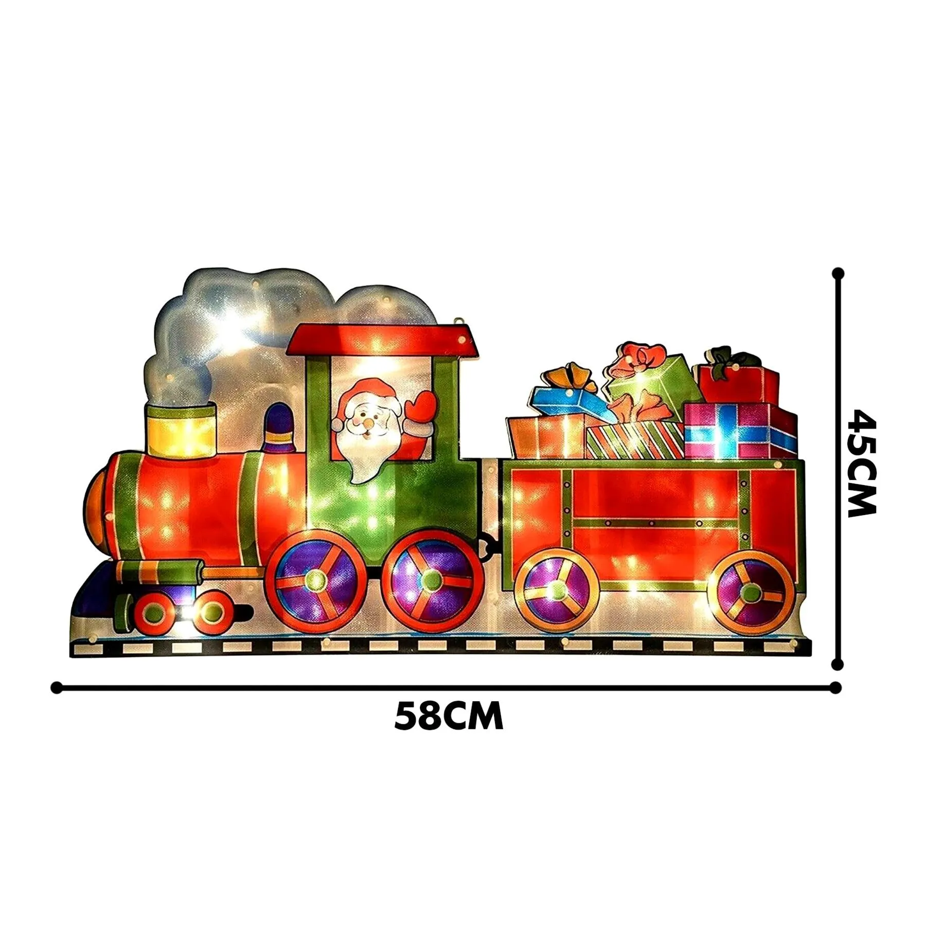 Christmas Silhouette Lights Santa in Train