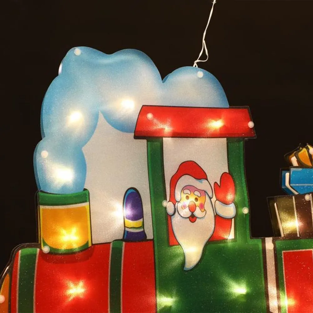 Christmas Silhouette Lights Santa in Train