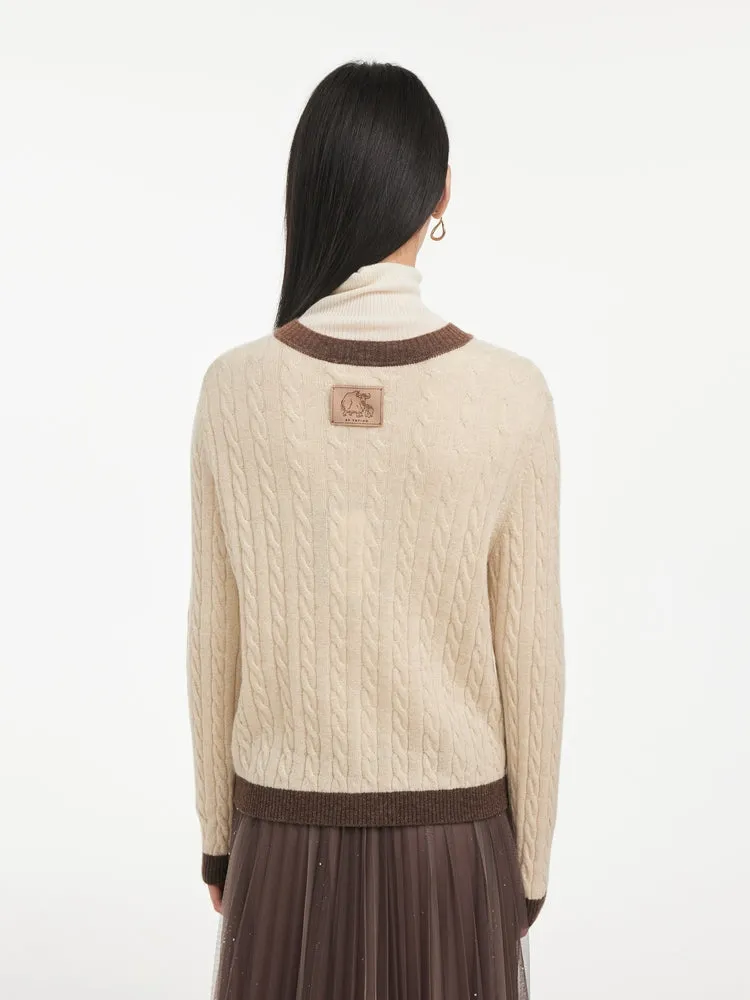 EP YAYING Trimmed Knitted Cardigan