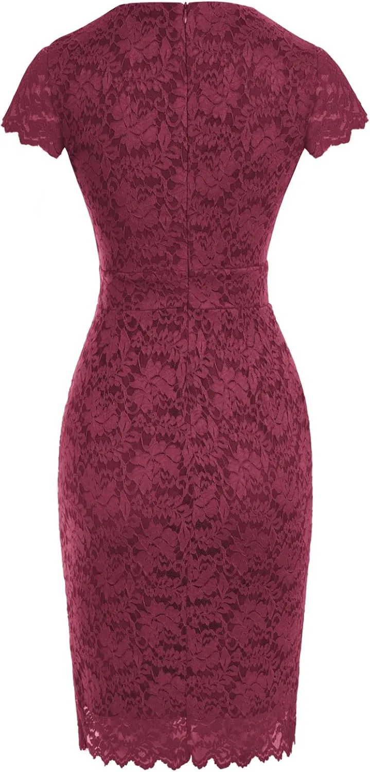 GRACE KARIN Cocktail Dress for Women Cap Sleeve Lace Dress for Wedding Guest Business Casual Dresses