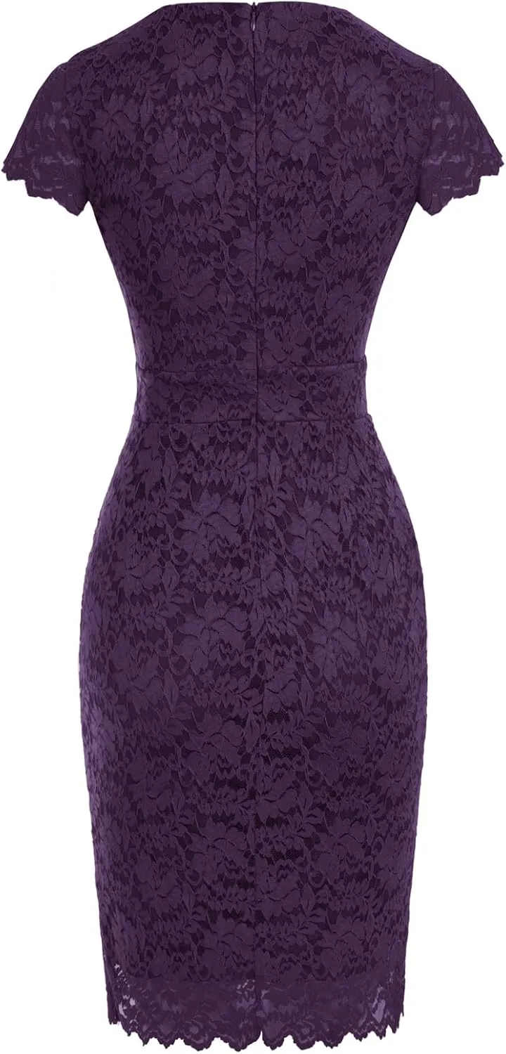 GRACE KARIN Cocktail Dress for Women Cap Sleeve Lace Dress for Wedding Guest Business Casual Dresses