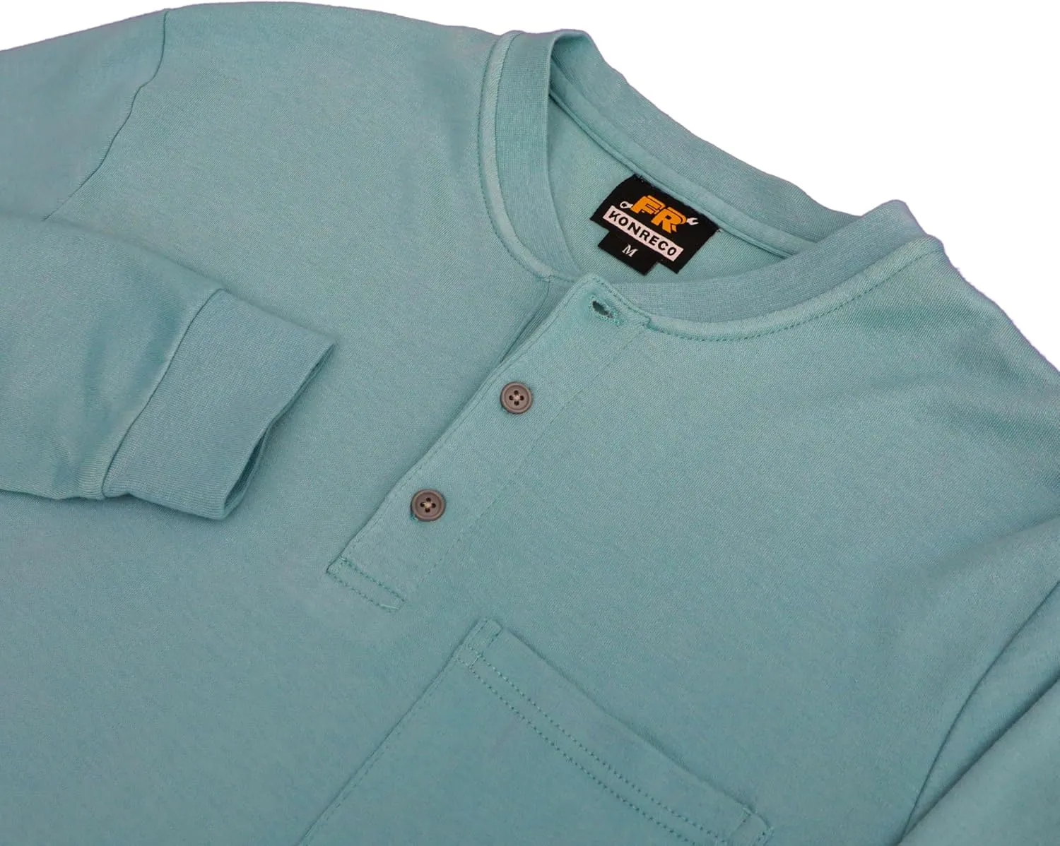 KONRECO FR Shirts for Men Flame Resistant/Fire Retardant CAT2 7oz Cotton Two Tone & Henley Shirt
