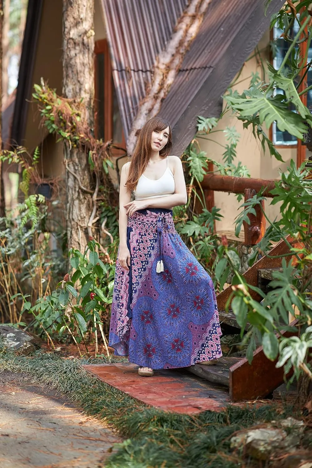 Lannaclothesdesign Women's Long Maxi Skirt Bohemian Gypsy Hippie Style Clothing Boho Skirts