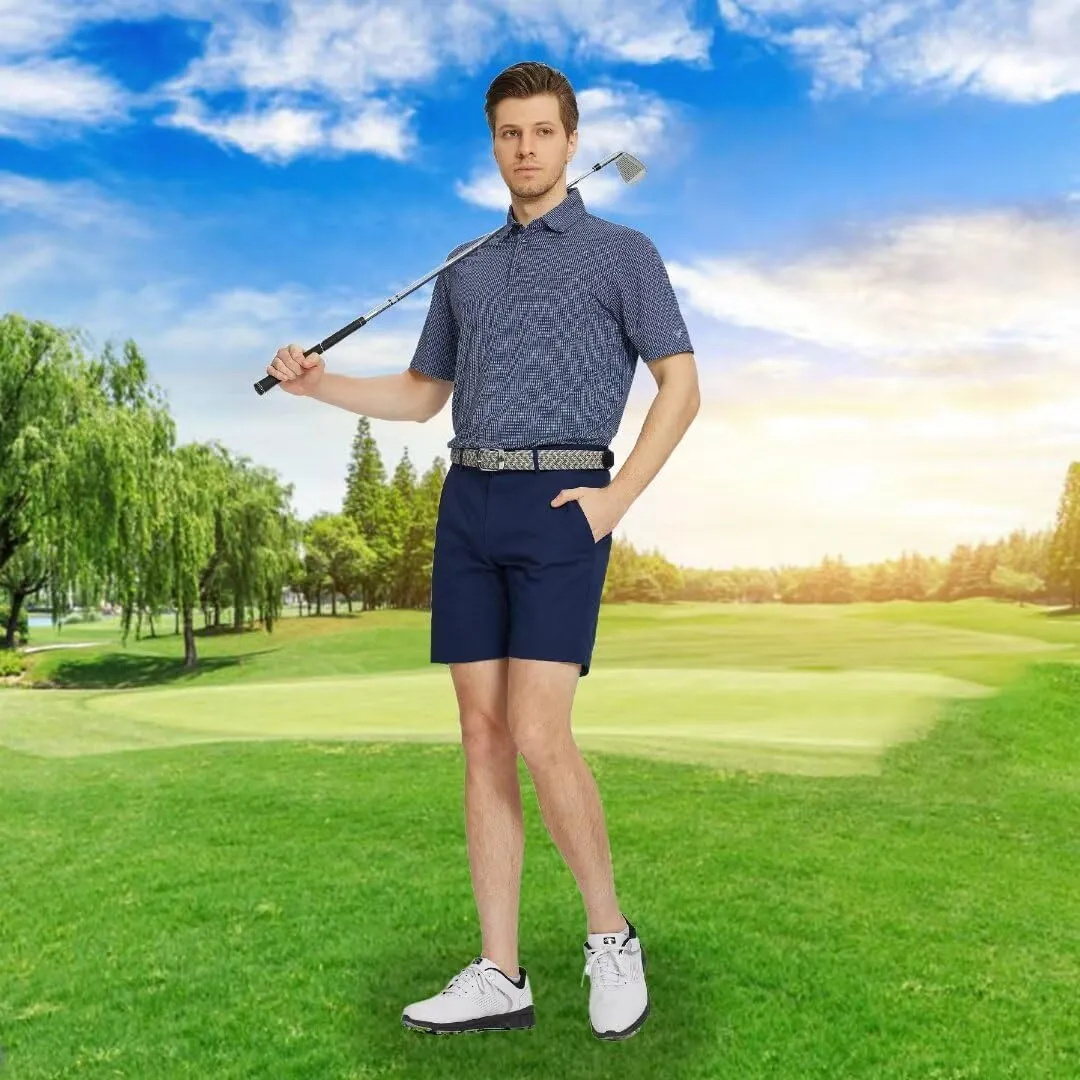 M MAELREG Mens Polo Shirts Short Sleeve Dry Fit Jacquard Performance Moisture Wicking Casual Pocket Golf Shirts for Men