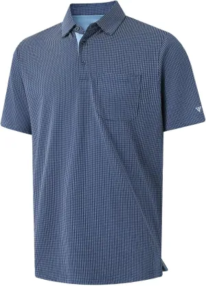 M MAELREG Mens Polo Shirts Short Sleeve Dry Fit Jacquard Performance Moisture Wicking Casual Pocket Golf Shirts for Men
