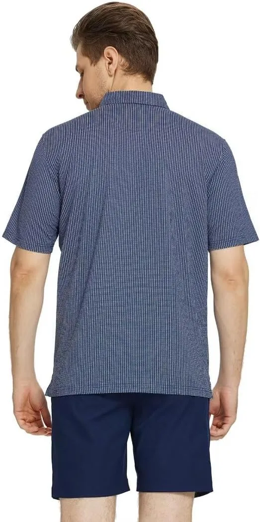M MAELREG Mens Polo Shirts Short Sleeve Dry Fit Jacquard Performance Moisture Wicking Casual Pocket Golf Shirts for Men