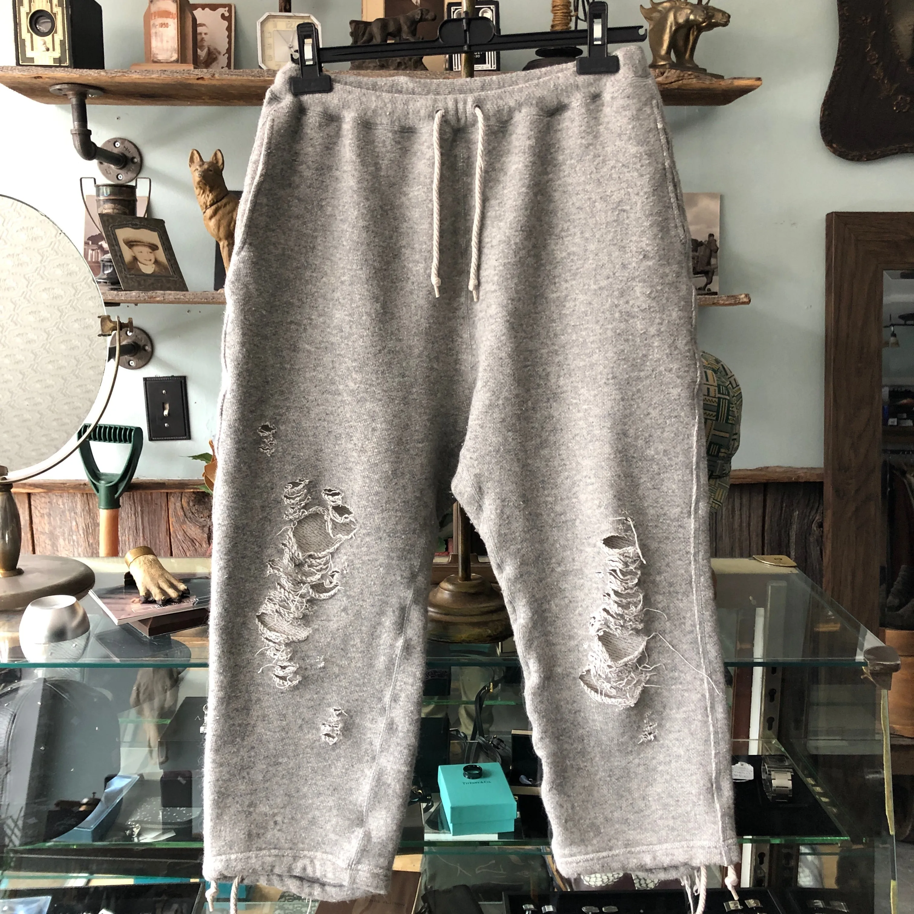 Miharayasuhiro Grey Cropped Distressed Joggers - M