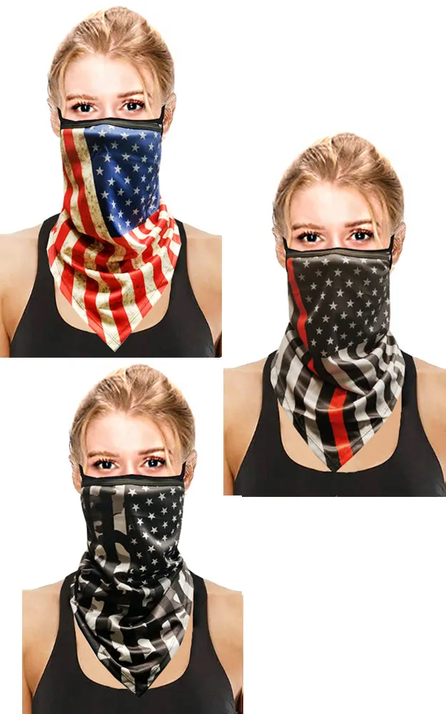 MSK05 Multiway American Flag Ear Loops Face Covering Mixed Pattern (12pcs/1pk)