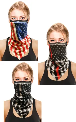 MSK05 Multiway American Flag Ear Loops Face Covering Mixed Pattern (12pcs/1pk)
