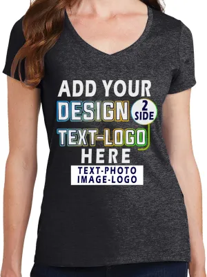 Personalized T-Shirts for Women Design Your Own Add Picture Photo Text Front Back Side Custom V Neck Shirts