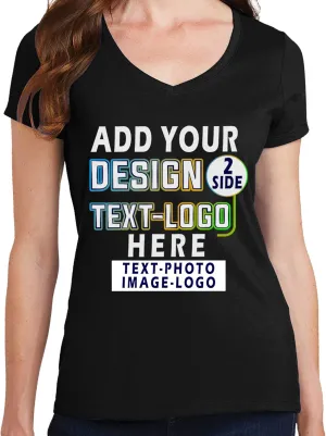 Personalized T-Shirts for Women Design Your Own Add Picture Photo Text Front Back Side Custom V Neck Shirts