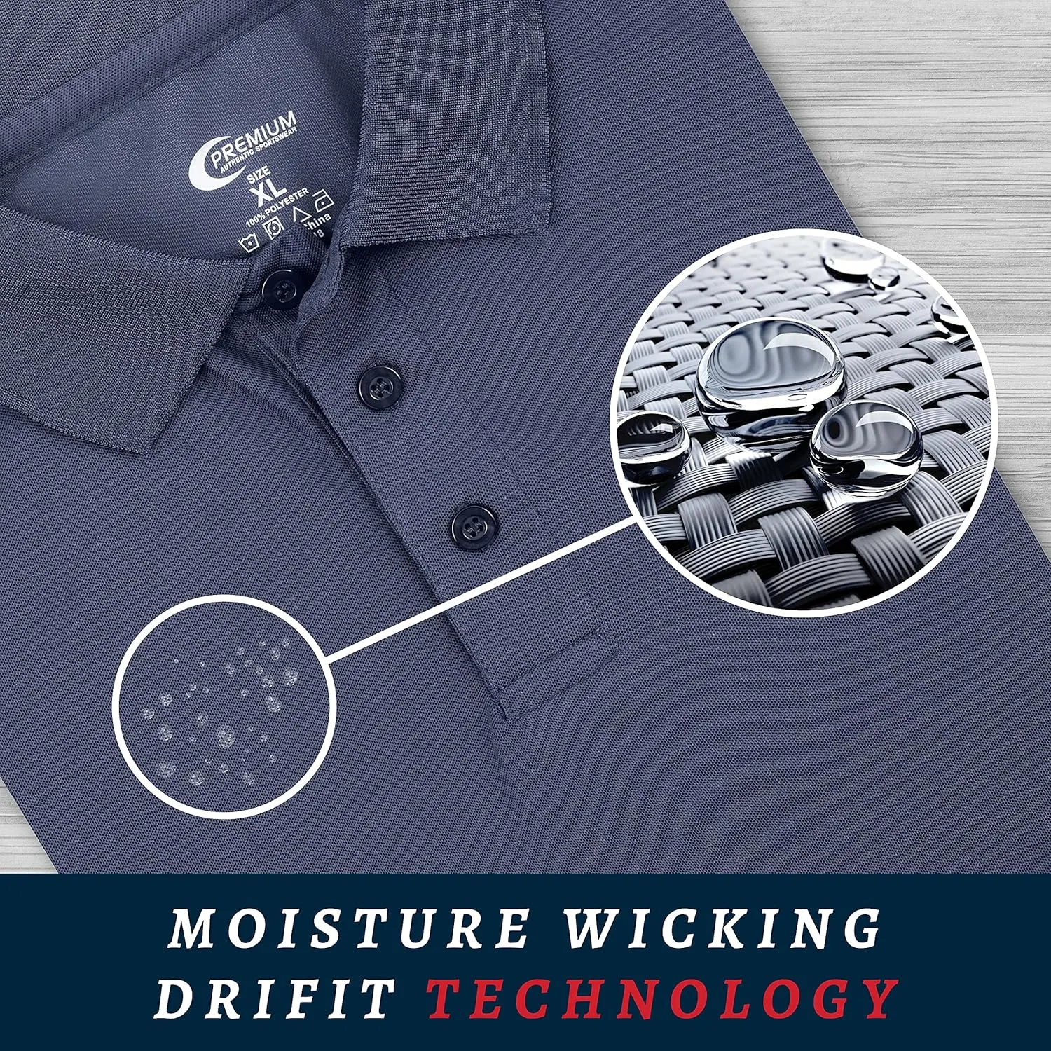 Premium Wear Men's High Moisture Wicking Polo T Shirts