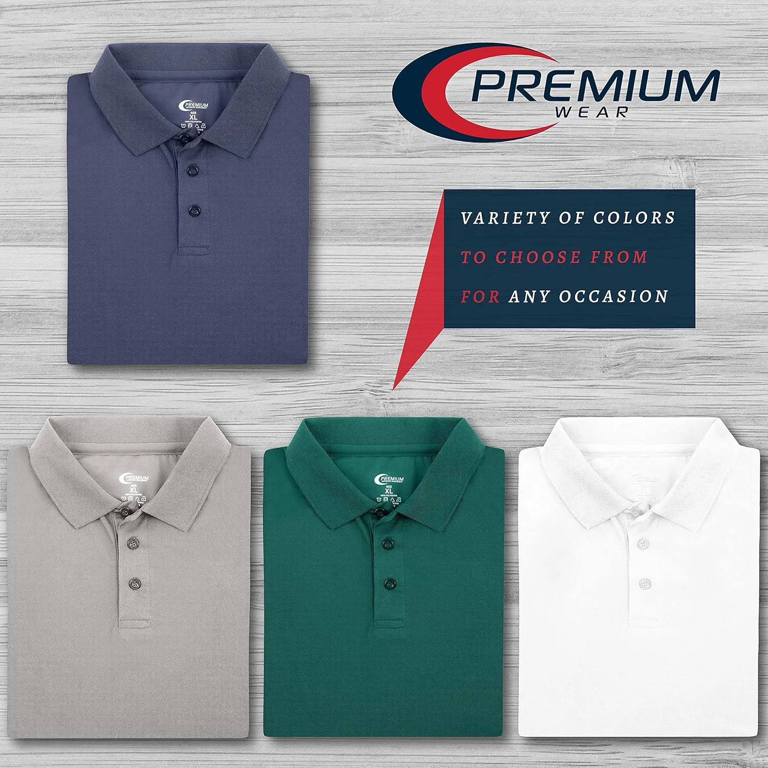 Premium Wear Men's High Moisture Wicking Polo T Shirts