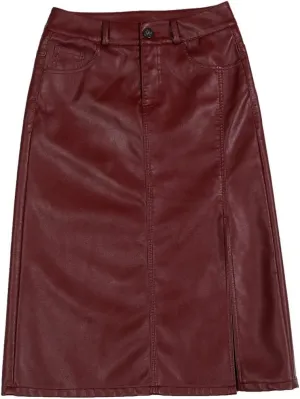 Skirts Women's Pu Leather Skirt Side Slit Women's High Fanny Pack Hip Skirt Office Women's Pencil Skirt(2XL Code)