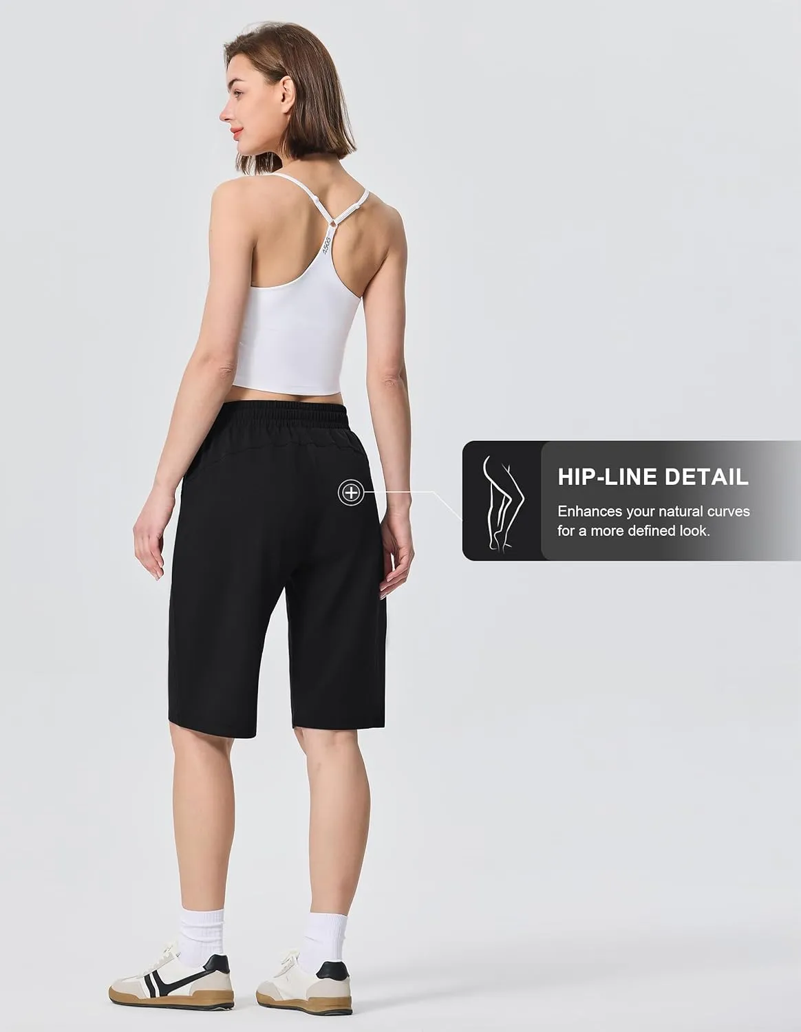 SPECIALMAGIC Cotton Sweat Shorts with Pockets for Women 10" Athletic Lounge Sports Workout Bermuda Knee Shorts