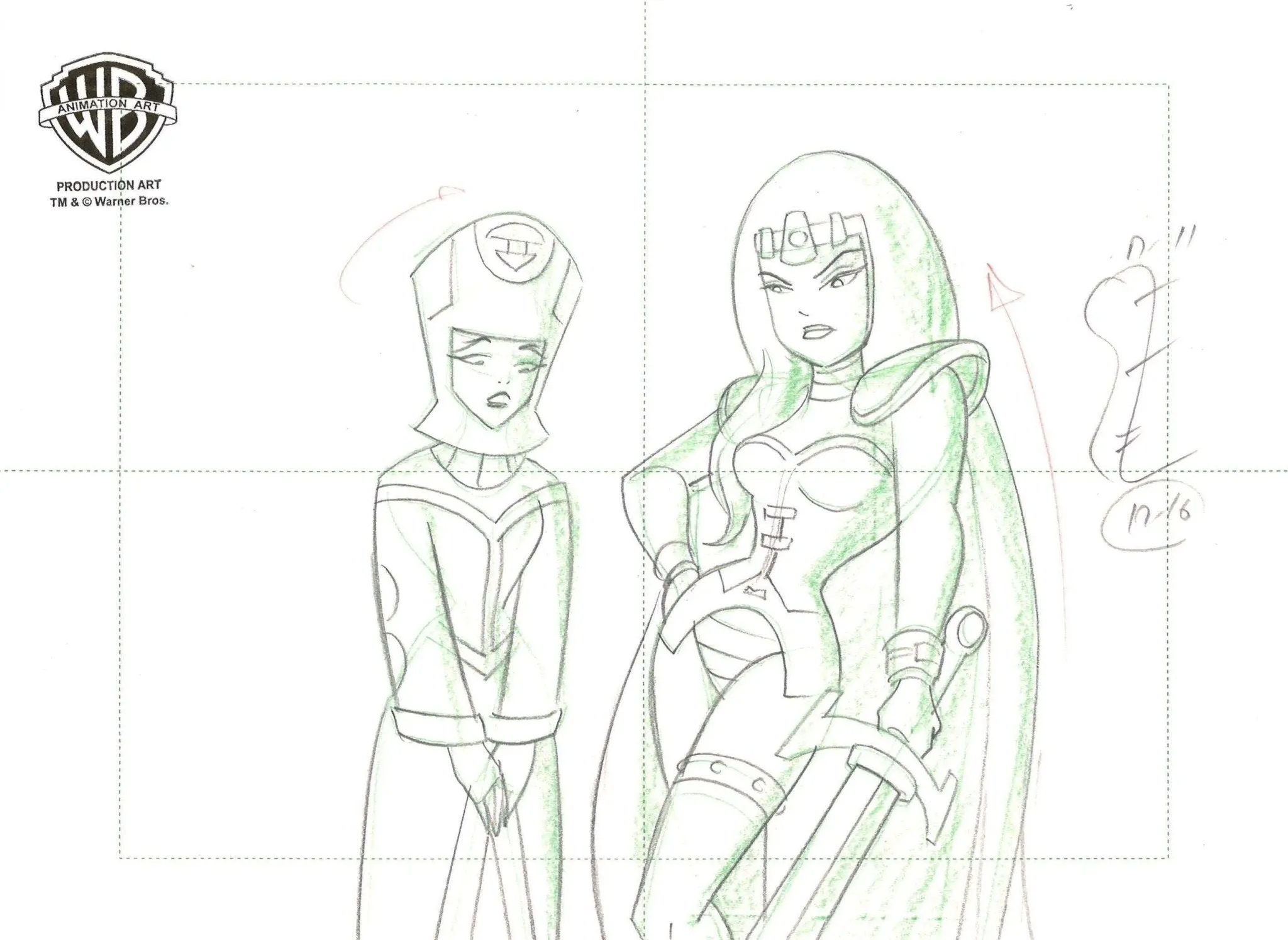 Superman the Animated Series Original Production Drawing: Maxima and Sazu