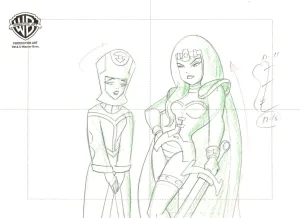 Superman the Animated Series Original Production Drawing: Maxima and Sazu