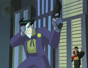 The New Batman Adventures Original Production Cel on Original Background: Joker and Robin