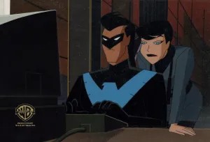 The New Batman Adventures Original Production Cel On Original Background: Nightwing and Selina Kyle
