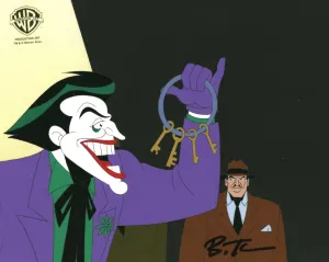 The New Batman Adventures Original Production Cel with Matching Drawing Signed by Bruce Timm: Joker