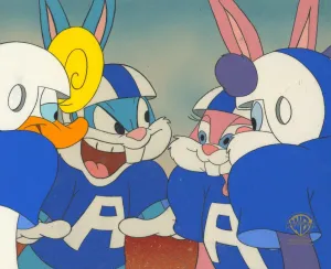 Tiny Toons Original Production Cel: Buster Bunny, Plucky Duck, Fifi La Fume, and Babs Bunny