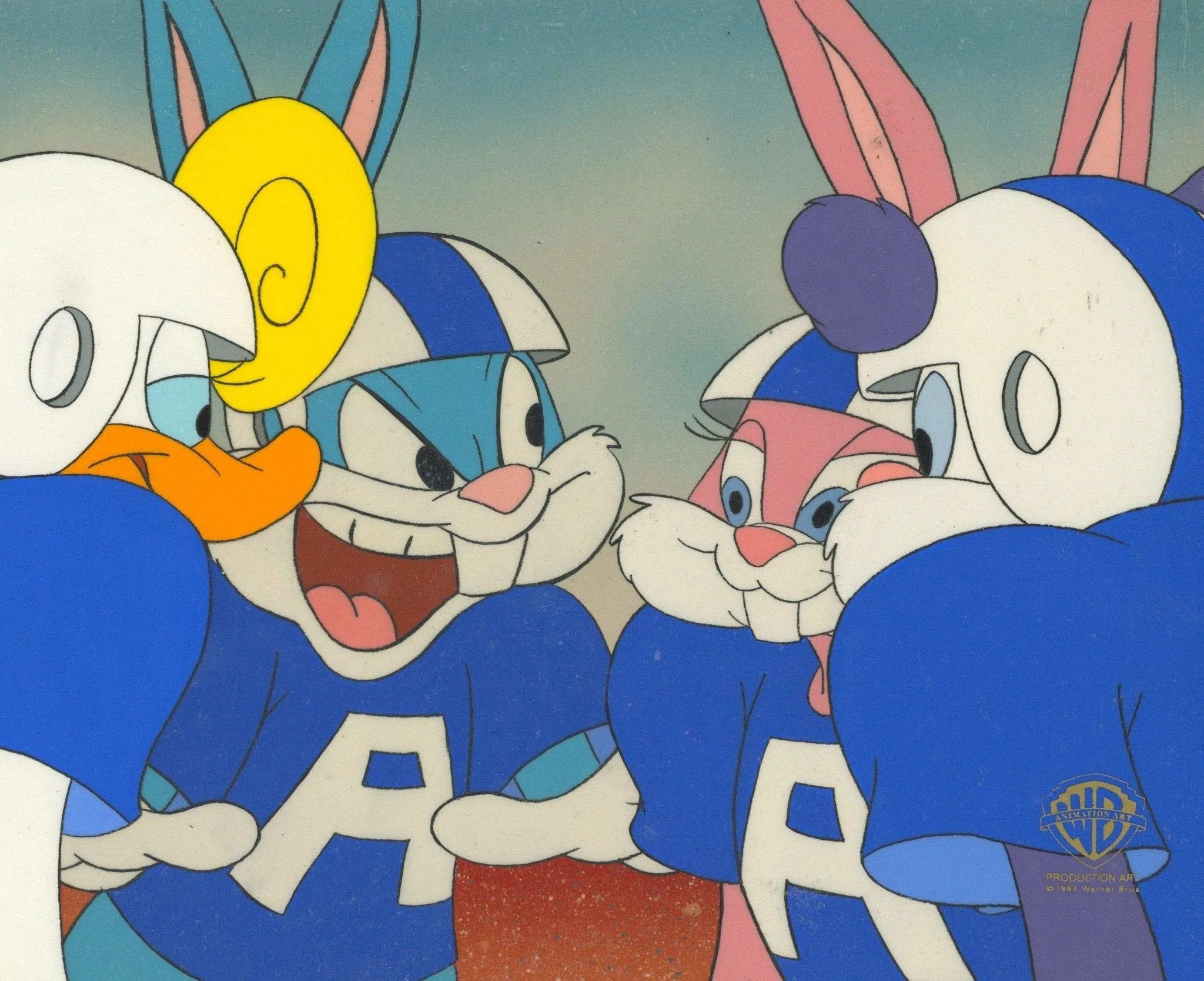 Tiny Toons Original Production Cel: Buster Bunny, Plucky Duck, Fifi La Fume, and Babs Bunny