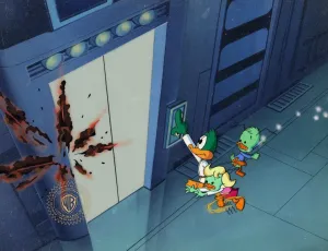 Tiny Toons Original Production Cel on Original Production Background: Plucky Duck, Frank, Ollie