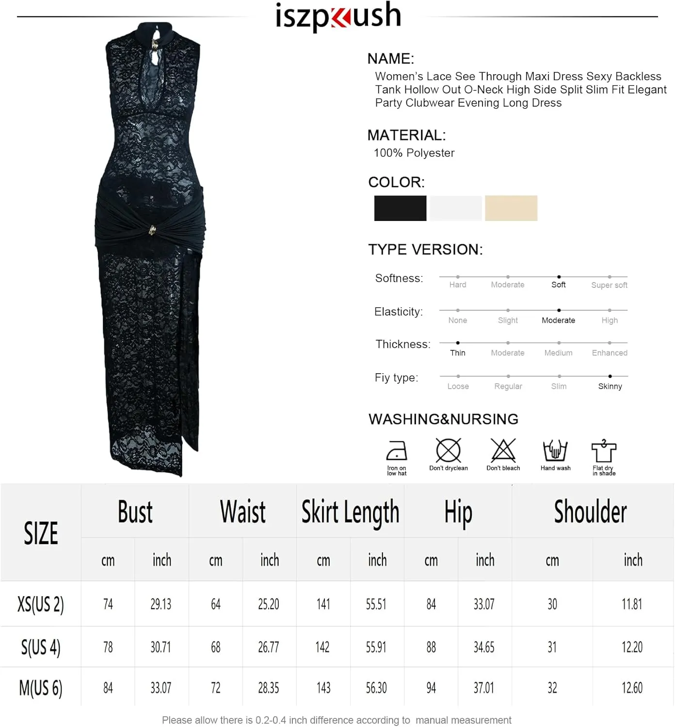 Womens Lace See Through Maxi Dress Backless Hollow Out O-Neck High Side Split Elegant Party Clubwear Evening Long Dress