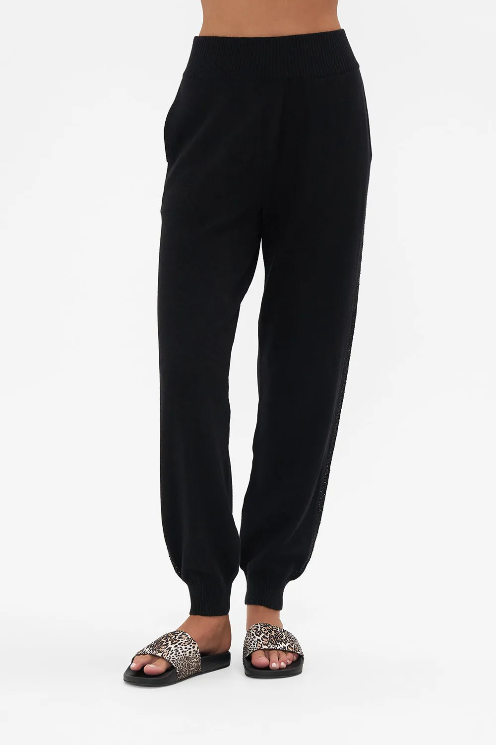 WOOL CASHMERE BLEND KNIT JOGGER PANT LIONS MANE